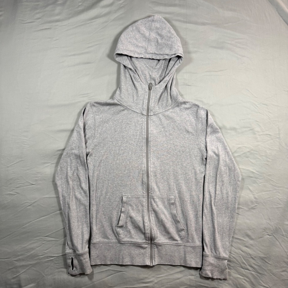 Pact Organic Cotton Full Zip Hoodie Gray Thumbhole Slim Fit Womens S Sustainable